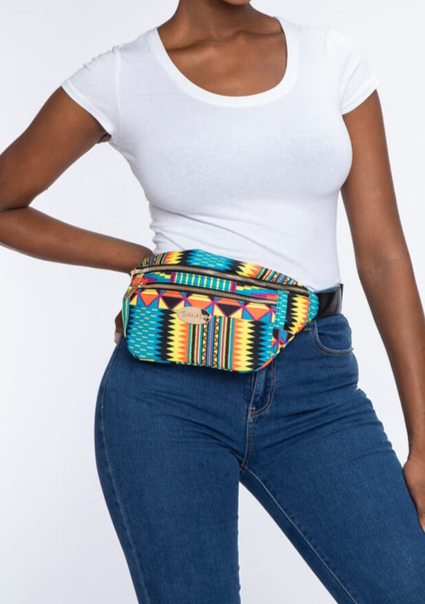 Naji African Print Unisex Fanny Pack (Canary Yellow Kente)