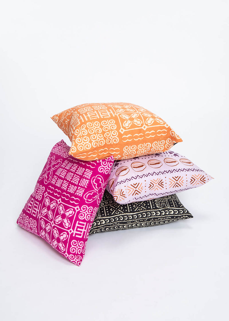 Alafia African Print Throw Pillow-Cover (Raspberry Adire)  - Clearance