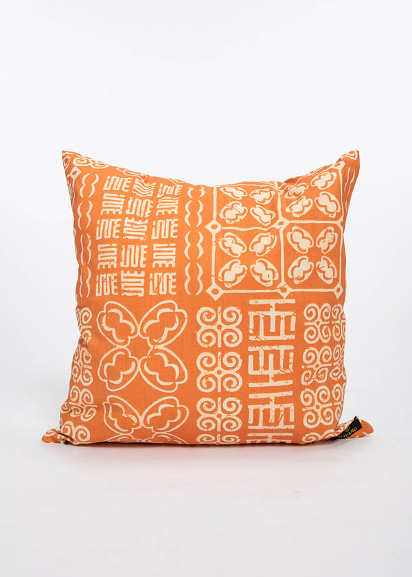 Alafia African Print Throw Pillow-Cover (Light Orange Adire)