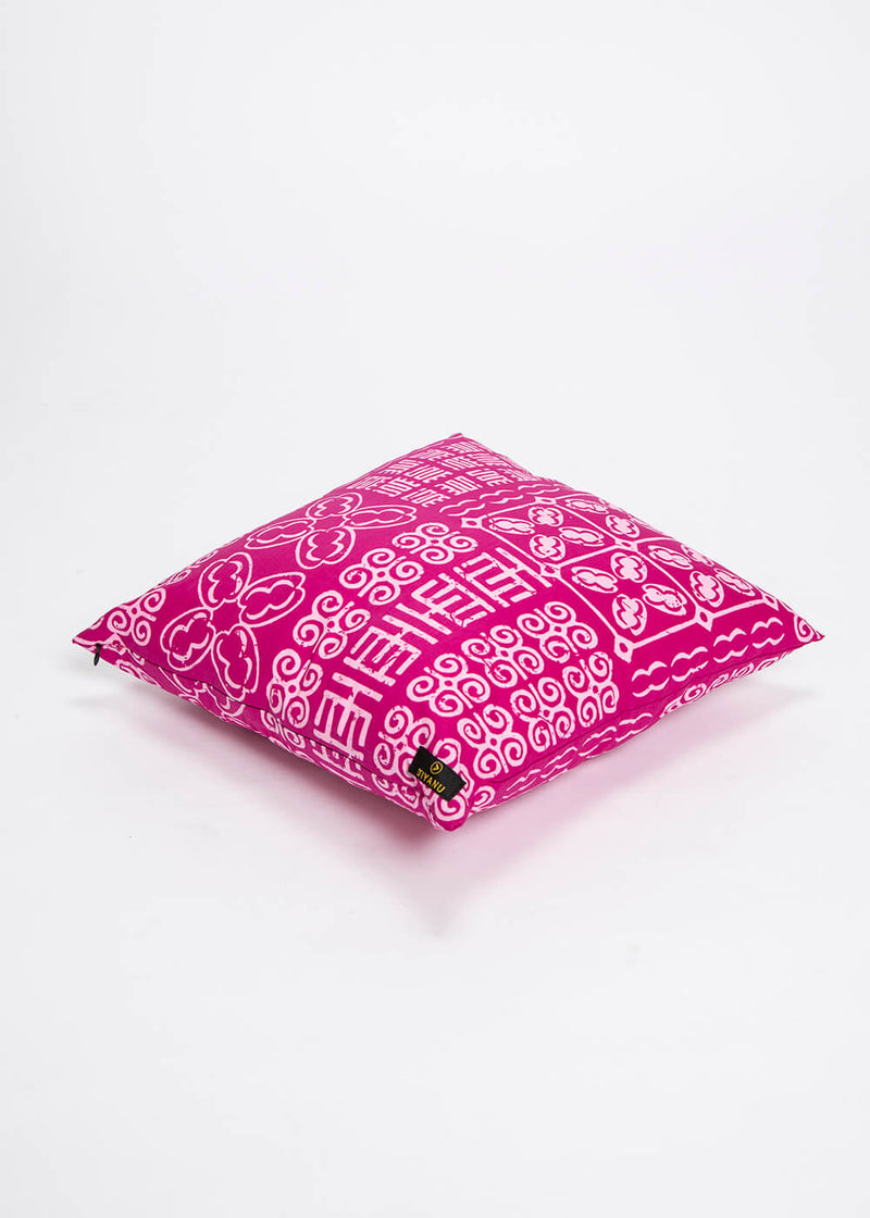 Alafia African Print Throw Pillow-Cover (Raspberry Adire)  - Clearance
