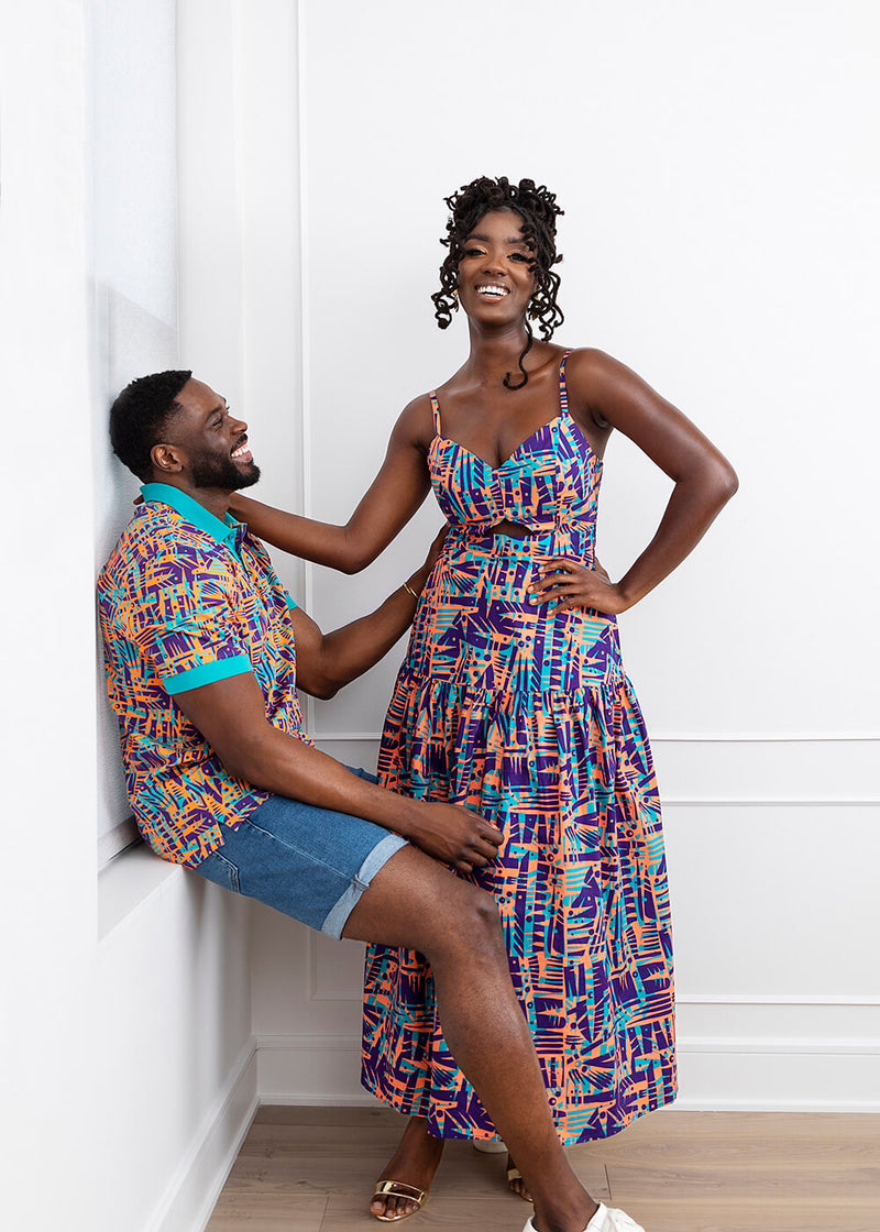 Kenyatta Women's African Print Maxi Dress (Tropical Stamp)