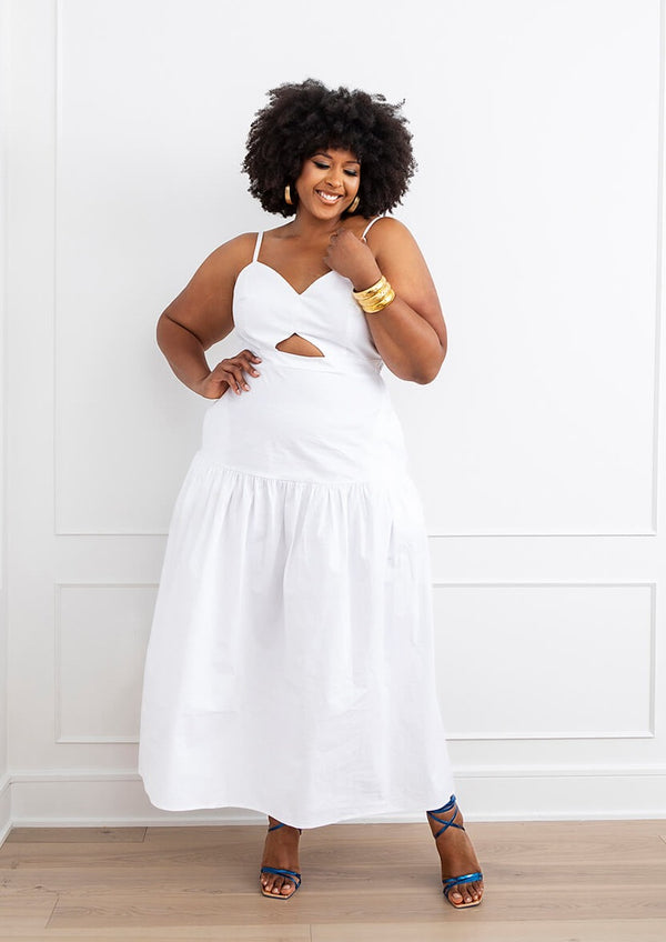 Kenyatta Women's African Print Maxi Dress (White)
