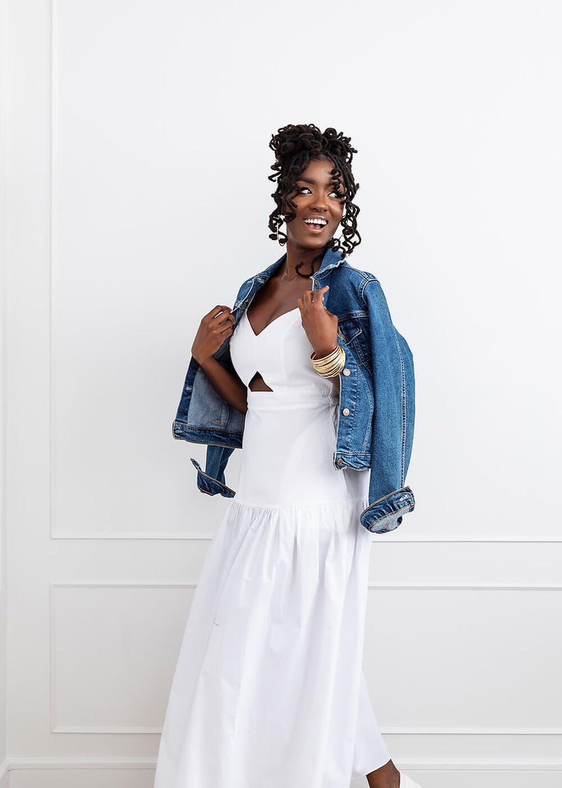 Kenyatta Women's African Print Maxi Dress (White)