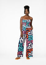 Hadija Women's African Print Smocked Jumpsuit (Confetti Kuba) - D'IYANU