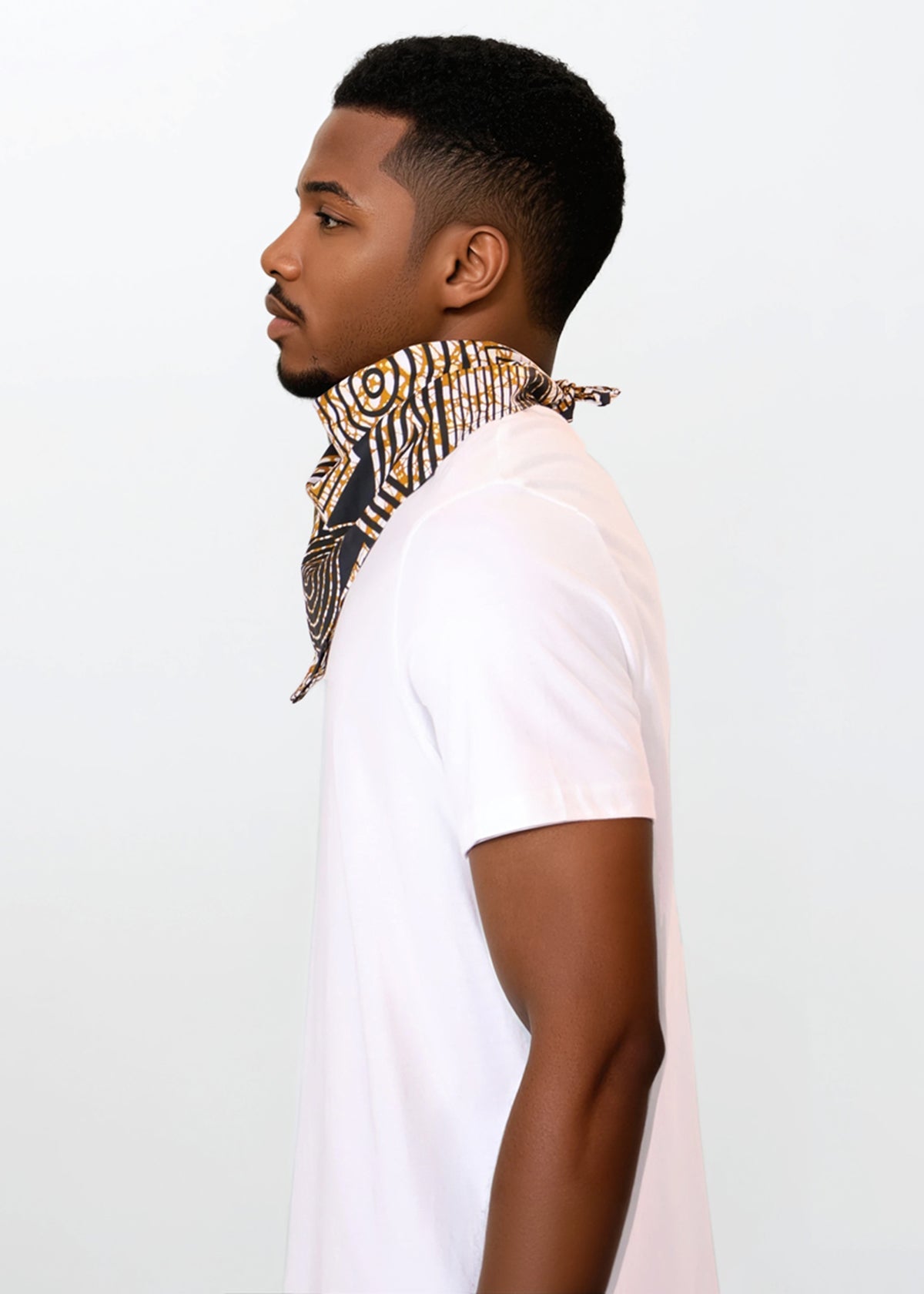 Jibril Mens African Print Bandana (Black Brown Geometric)