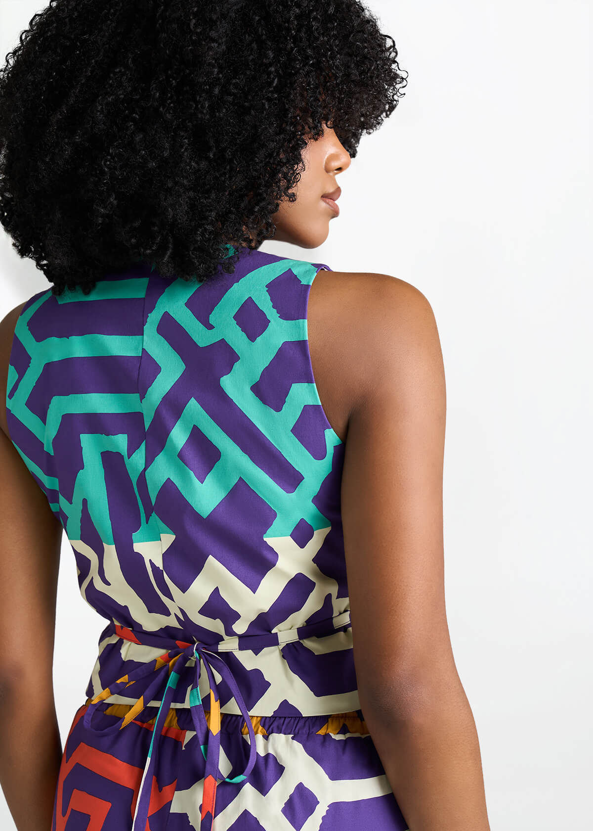 Kanika Women's African Print Wrap Vest (Purple Multicolor Tribal) - D'IYANU