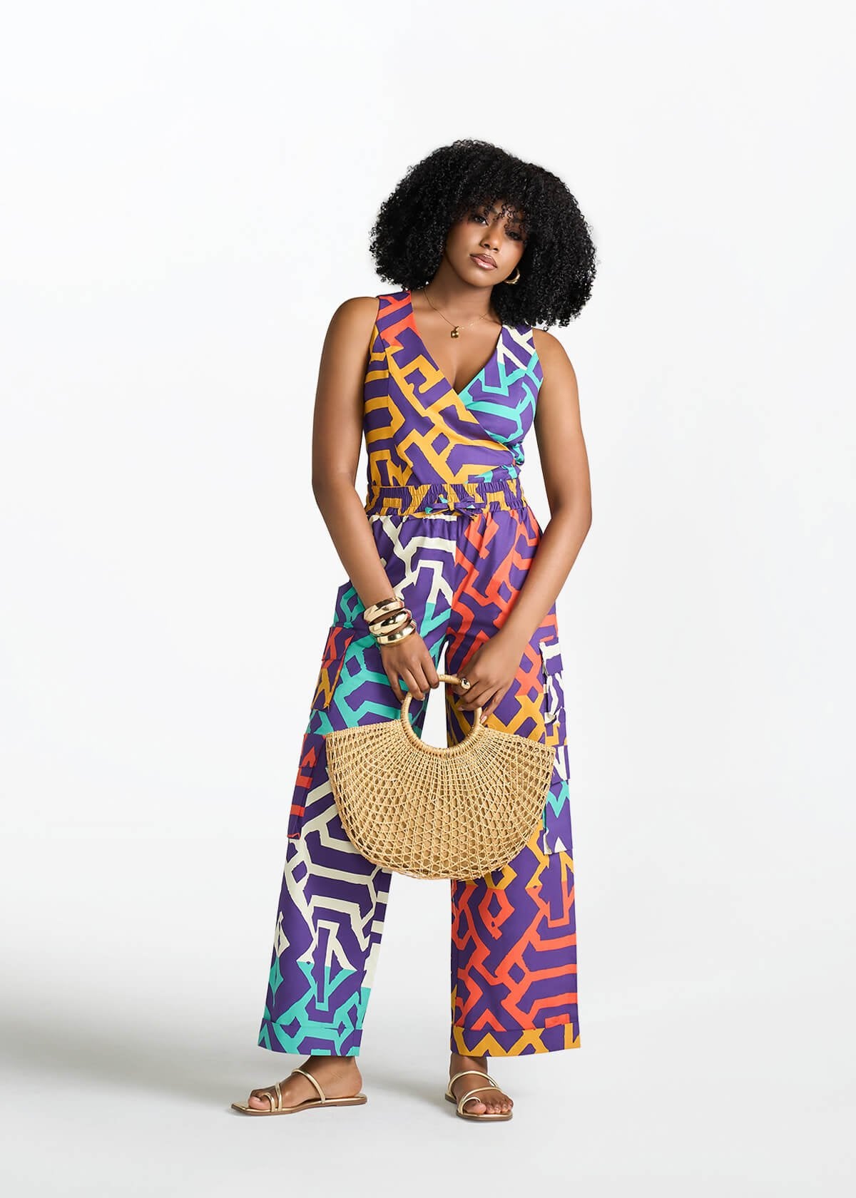 Kanika Women's African Print Wrap Vest (Purple Multicolor Tribal) - D'IYANU