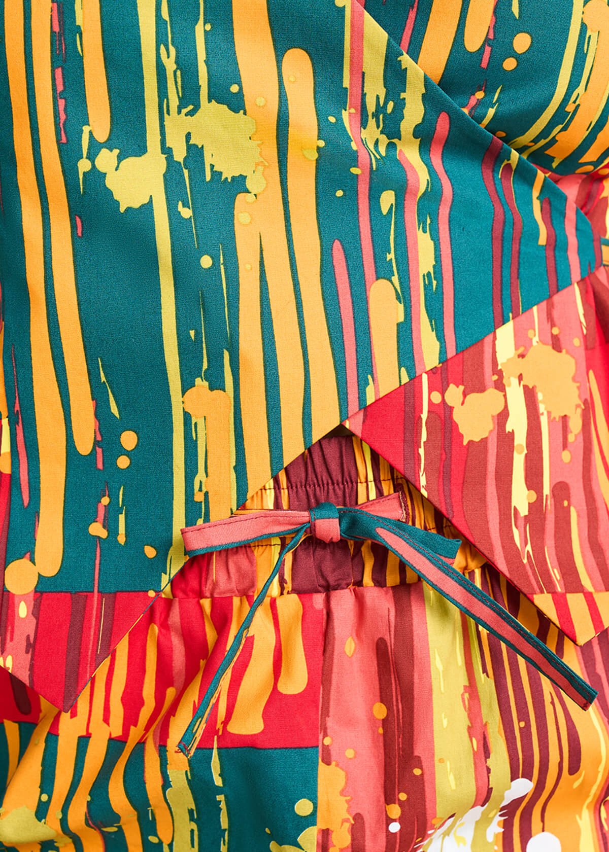 Kanika Women's African Print Wrap Vest (Forest Paint Splatter) - D'IYANU