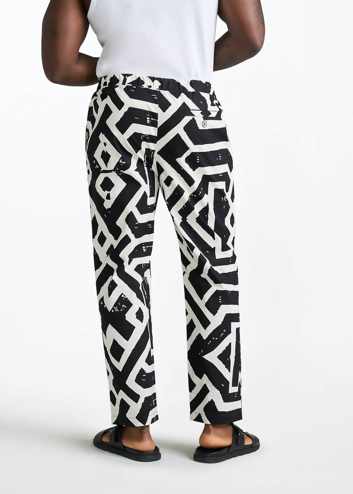 Kazi Men's African Print Stretch Pants (Onyx Cream Tribal) - D'IYANU