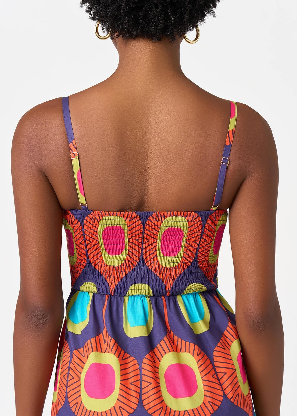 Kenyatta Women's African Print Maxi Dress (Orange Navy Mod) - D'IYANU