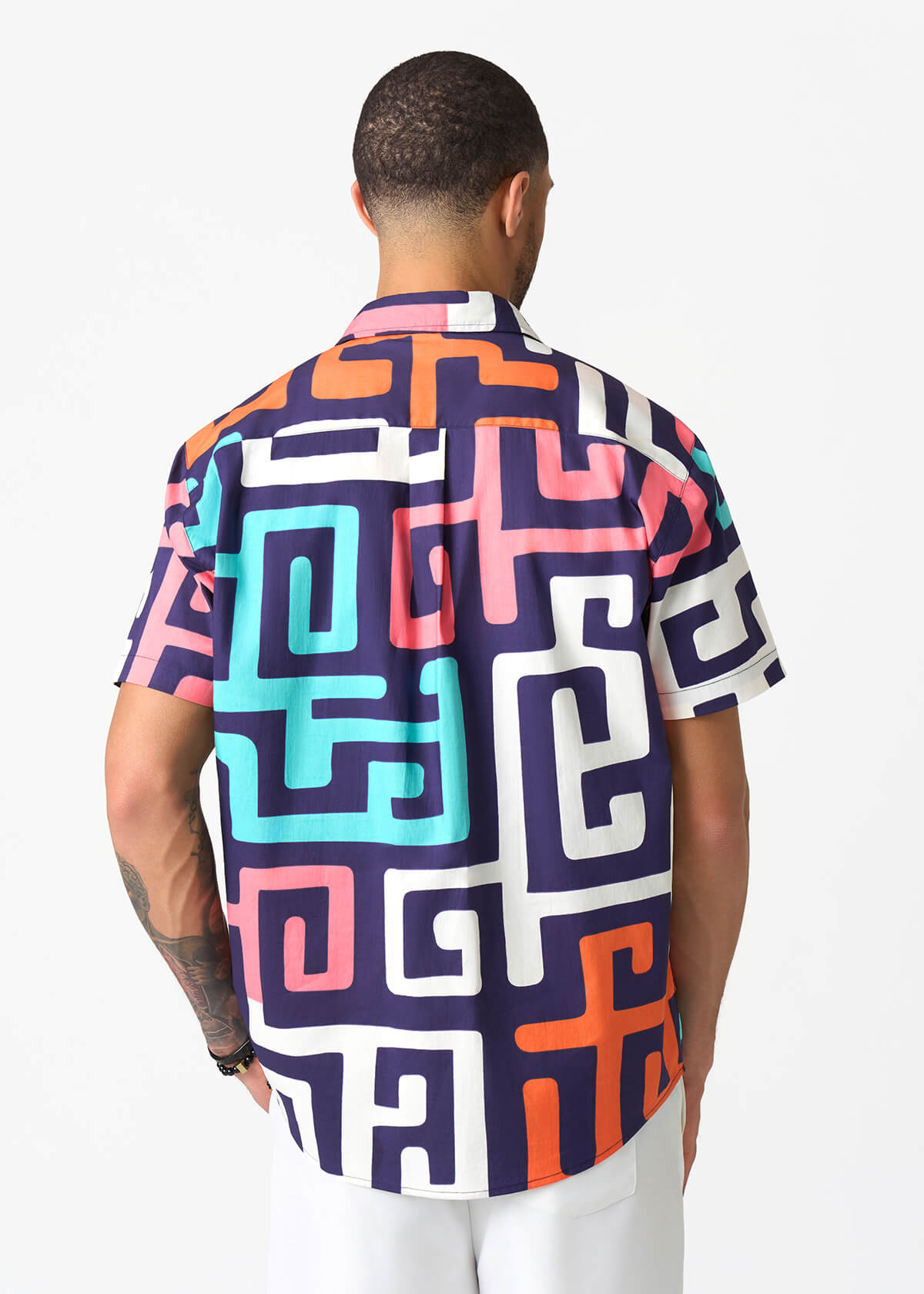 Keyon Men's African Print Button-up Shirt (Confetti Kuba) - D'IYANU