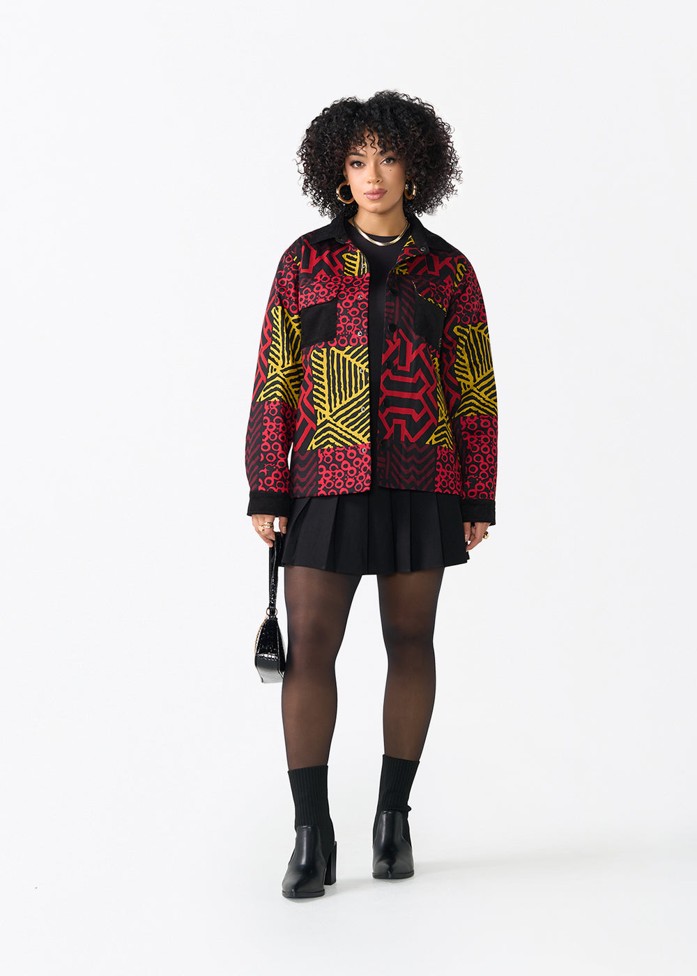 Khalid Jacket Khalid Men's African Print Twill Shirt Jacket (Black Cherry Multipatte