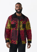 Khalid Men's African Print Twill Shirt Jacket (Black Cherry Multipattern)