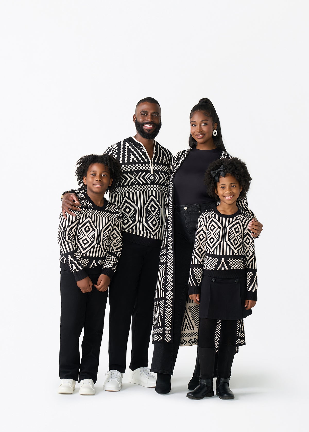 Oma Kids Unisex African Print Sweater (Black Cream Tribal)