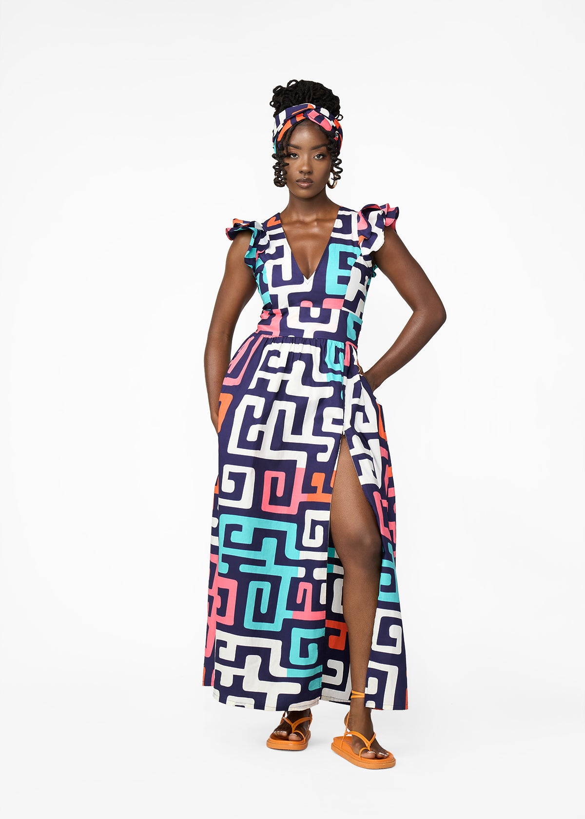 Women's African Print Headwrap/Scarf (Confetti Kuba)
