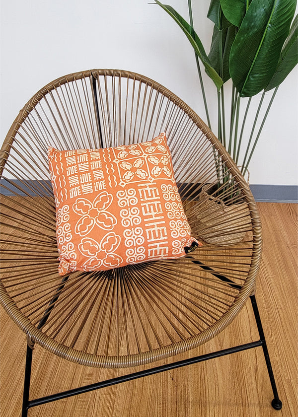 Alafia African Print Throw Pillow-Cover (Light Orange Adire)-Clearance