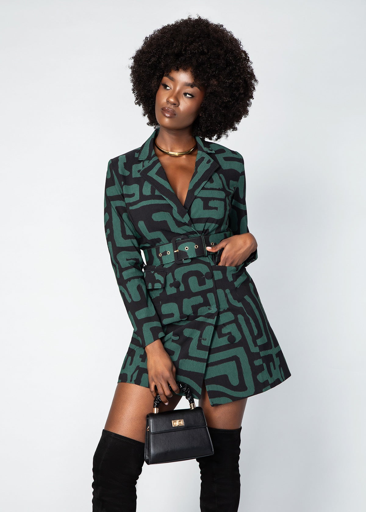 Aniq African Print Stretch Blazer Dress Clearance
