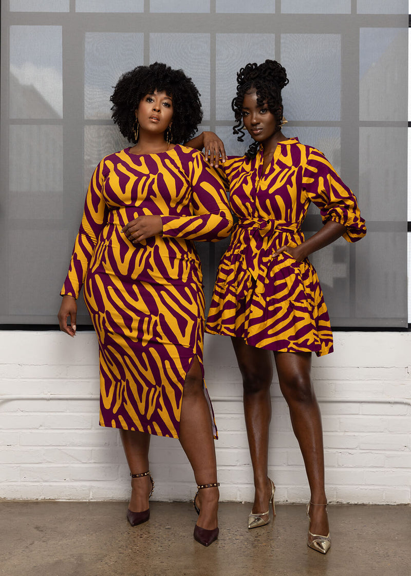 Malia Women's African Print Mini Dress (Gold Zebra Abstract) – D'IYANU