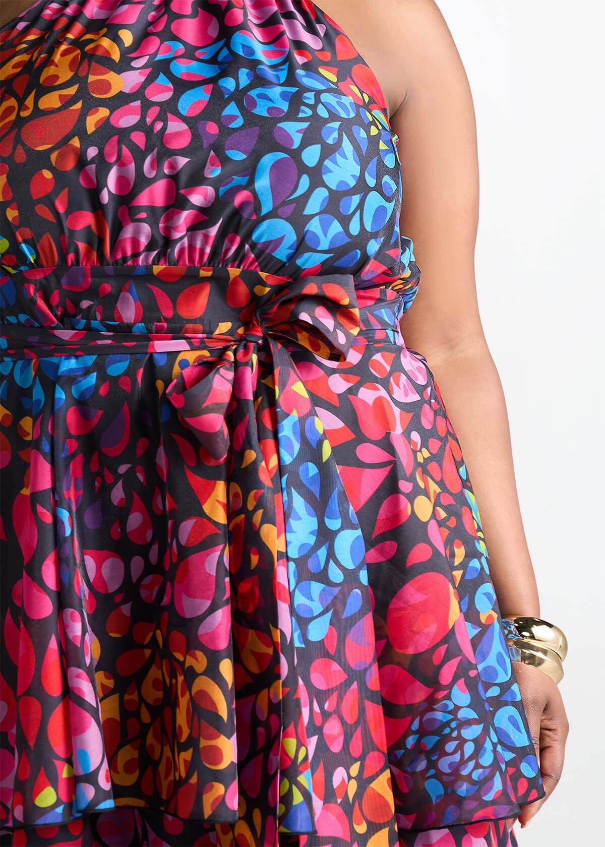 Maya Women's African Print Organza Maxi Dress (Fuchsia Kaleidoscope) - D'IYANU