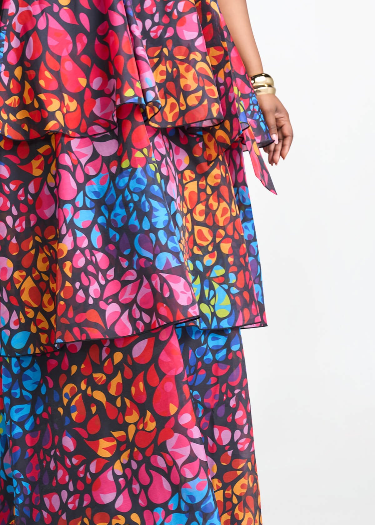 Maya Women's African Print Organza Maxi Dress (Fuchsia Kaleidoscope) - D'IYANU