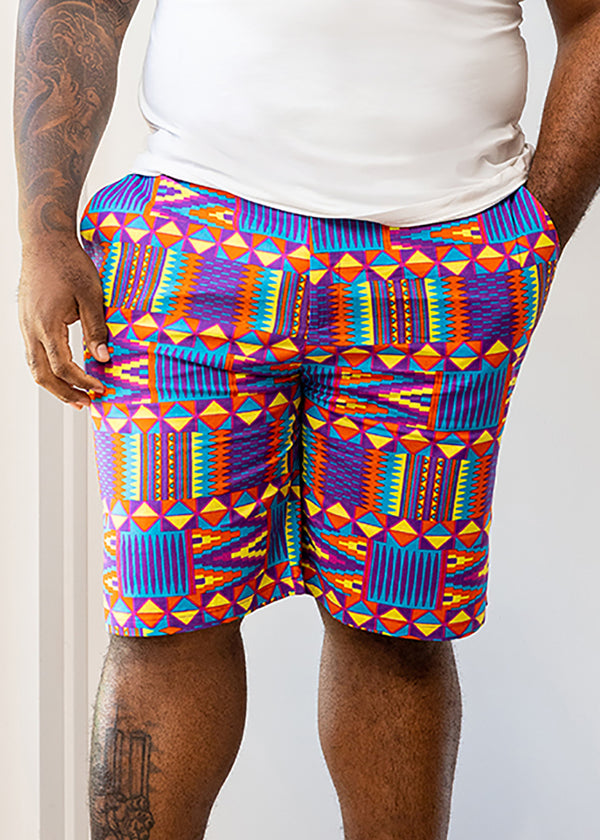 Debare African Print Shorts (Rainbow Kente)