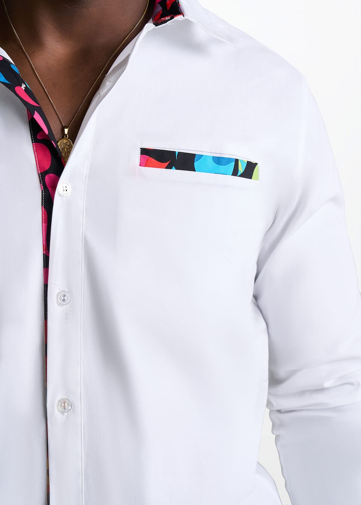 Naeem Men's African Print Button-Up Shirt (Fuschia Kaleidoscope) - D'IYANU