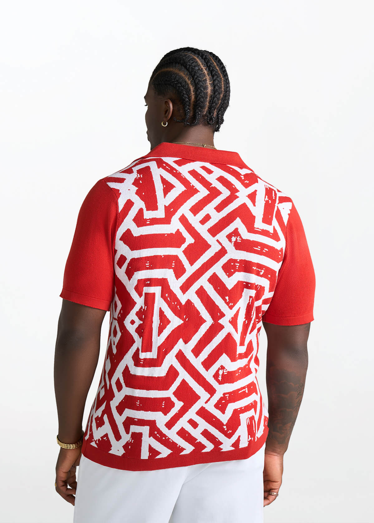 Obi Men's African Print Knit Shirt (Brick Mix Multipattern) - D'IYANU