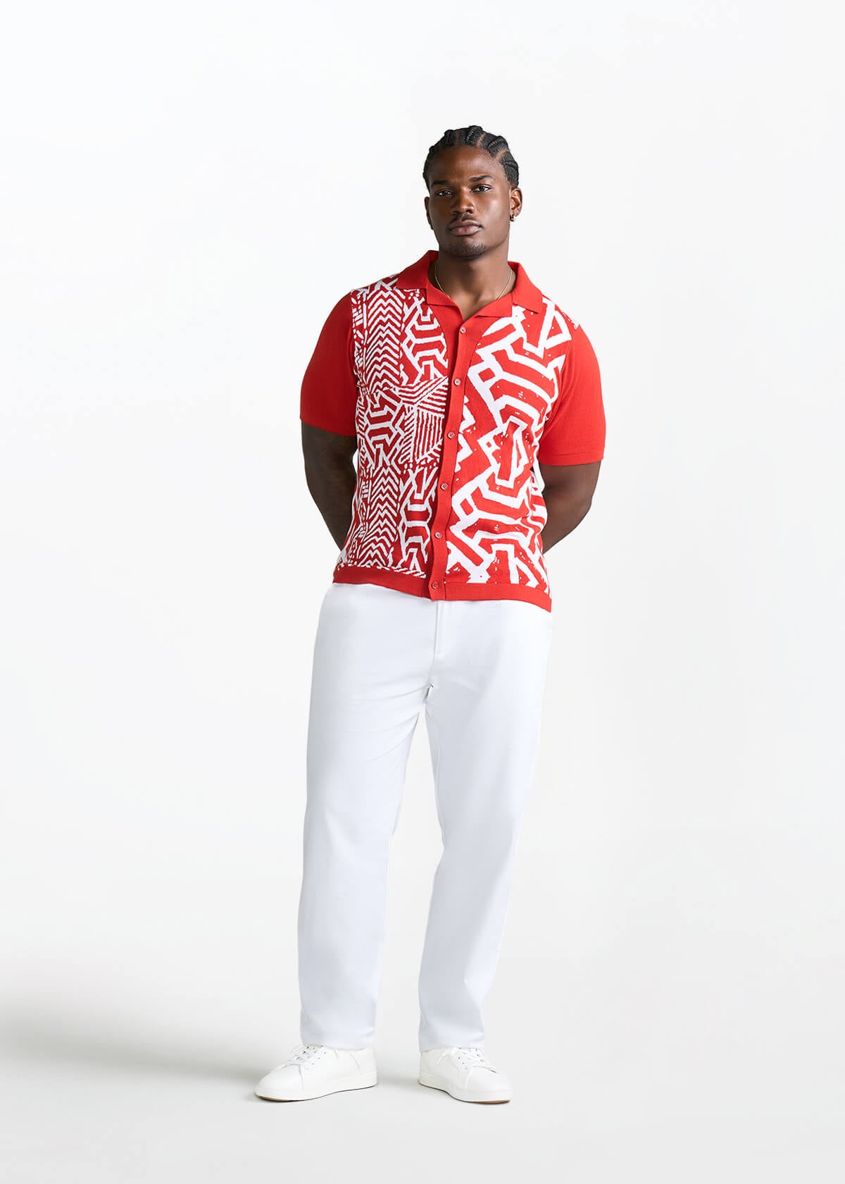 Obi Men's African Print Knit Shirt (Brick Mix Multipattern) - D'IYANU
