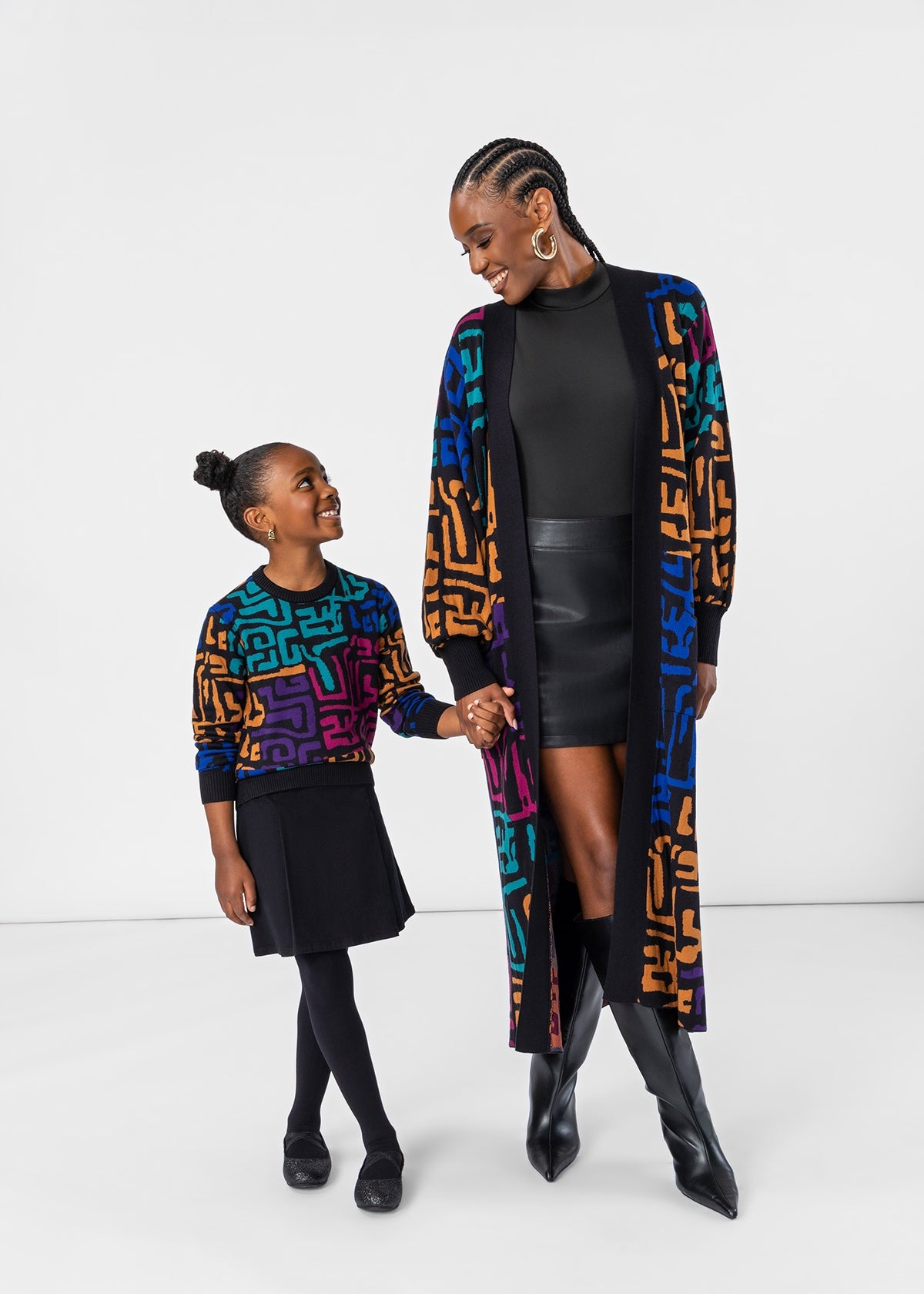 Oma Kids Unisex African Print Sweater (Ebony Multi Geometric) - D'IYANU