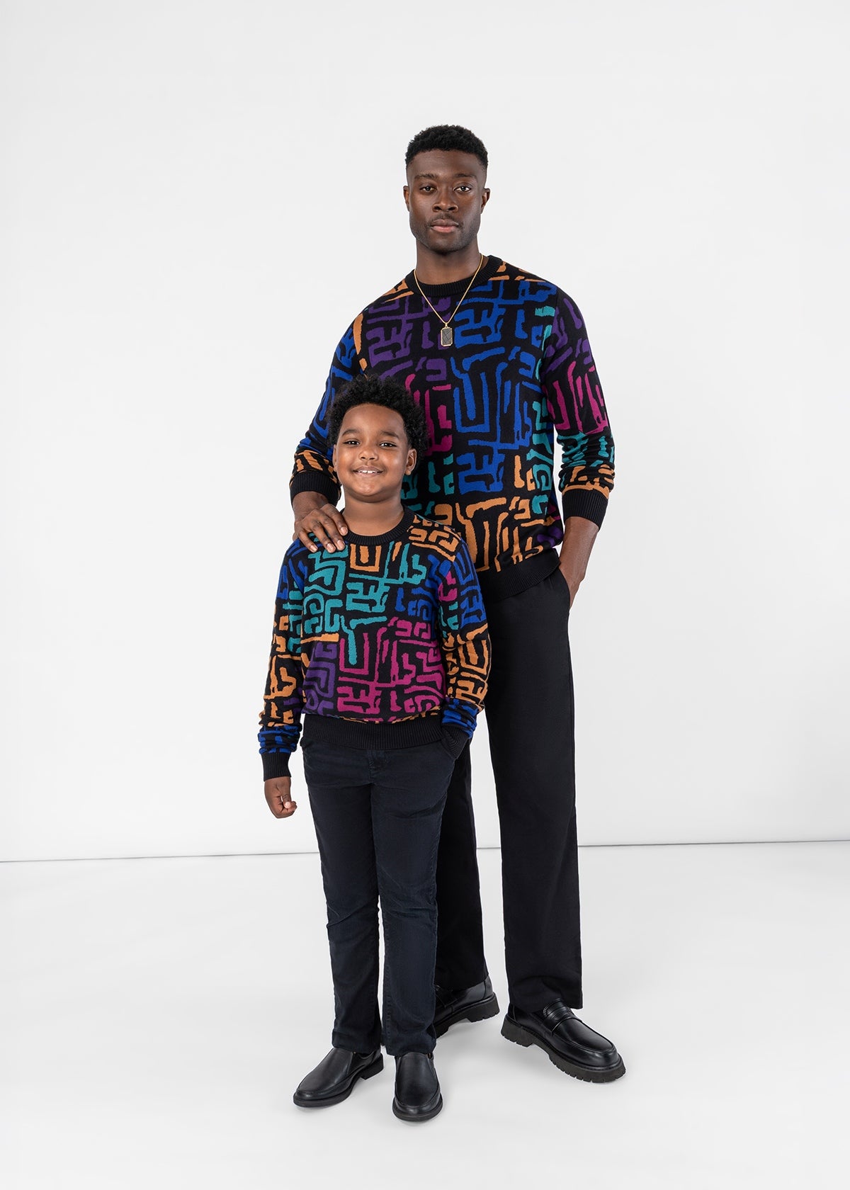 Oma Kids Unisex African Print Sweater (Ebony Multi Geometric) - D'IYANU