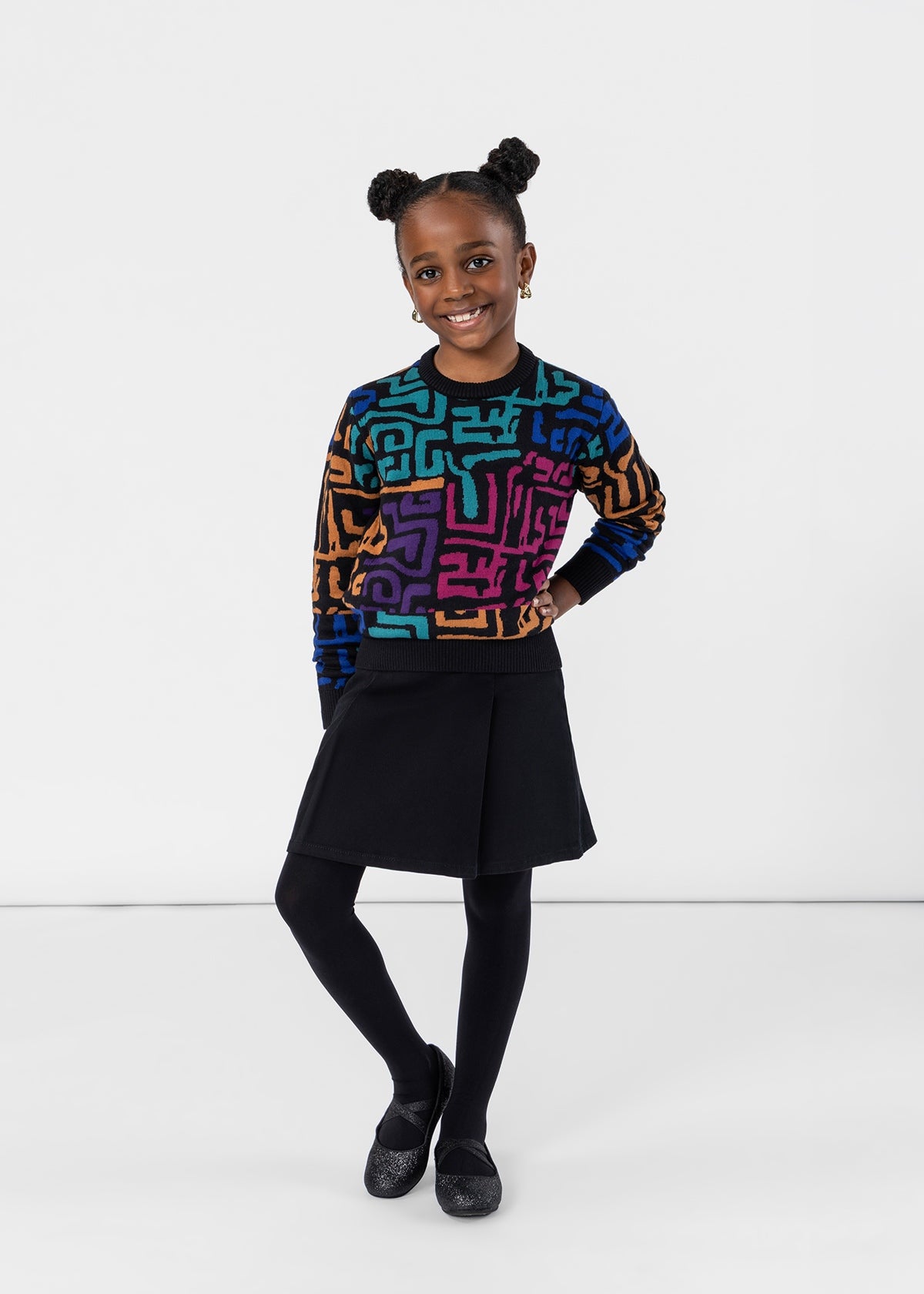 Oma Kids Unisex African Print Sweater (Ebony Multi Geometric) - D'IYANU