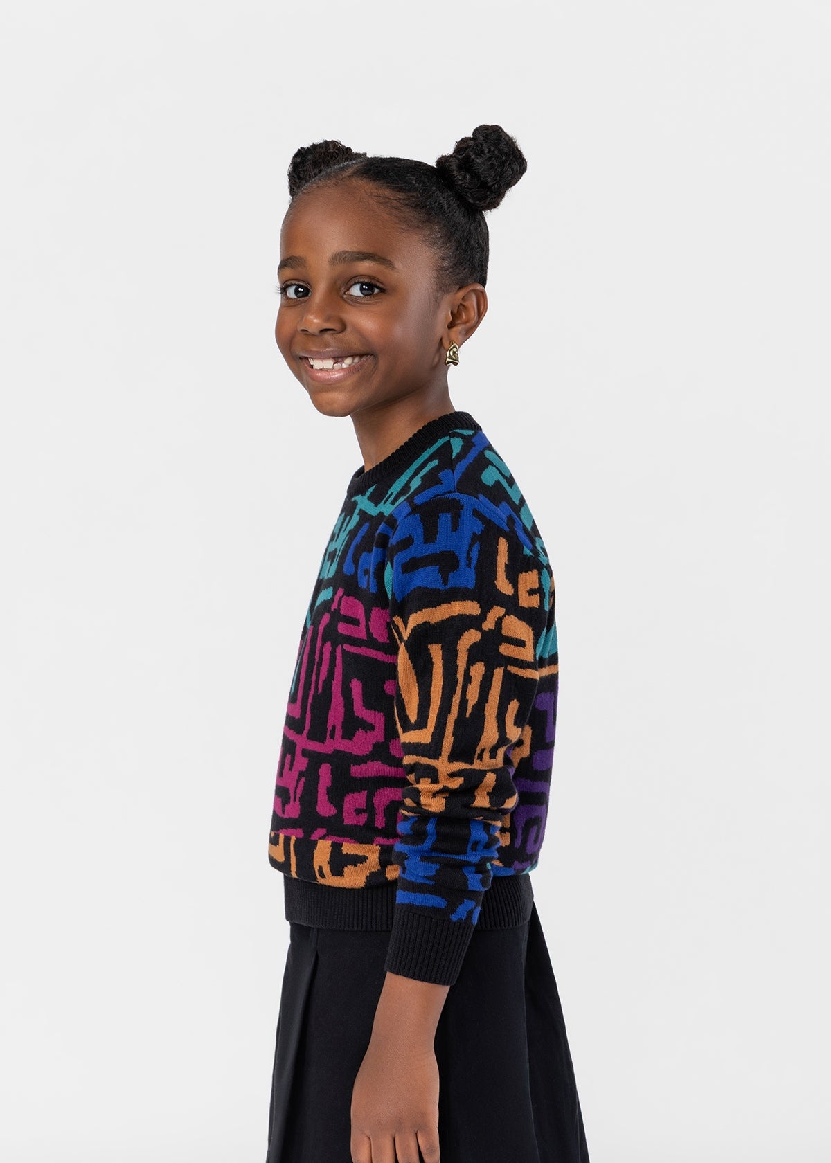 Oma Kids Unisex African Print Sweater (Ebony Multi Geometric) - D'IYANU