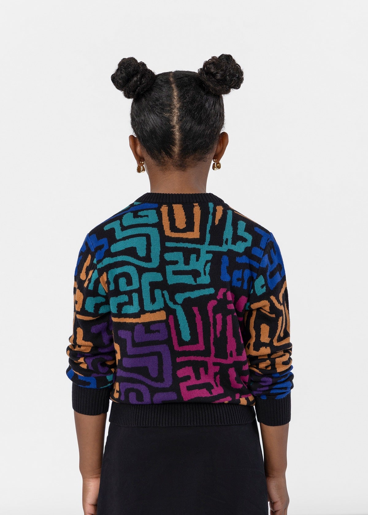 Oma Kids Unisex African Print Sweater (Ebony Multi Geometric) - D'IYANU