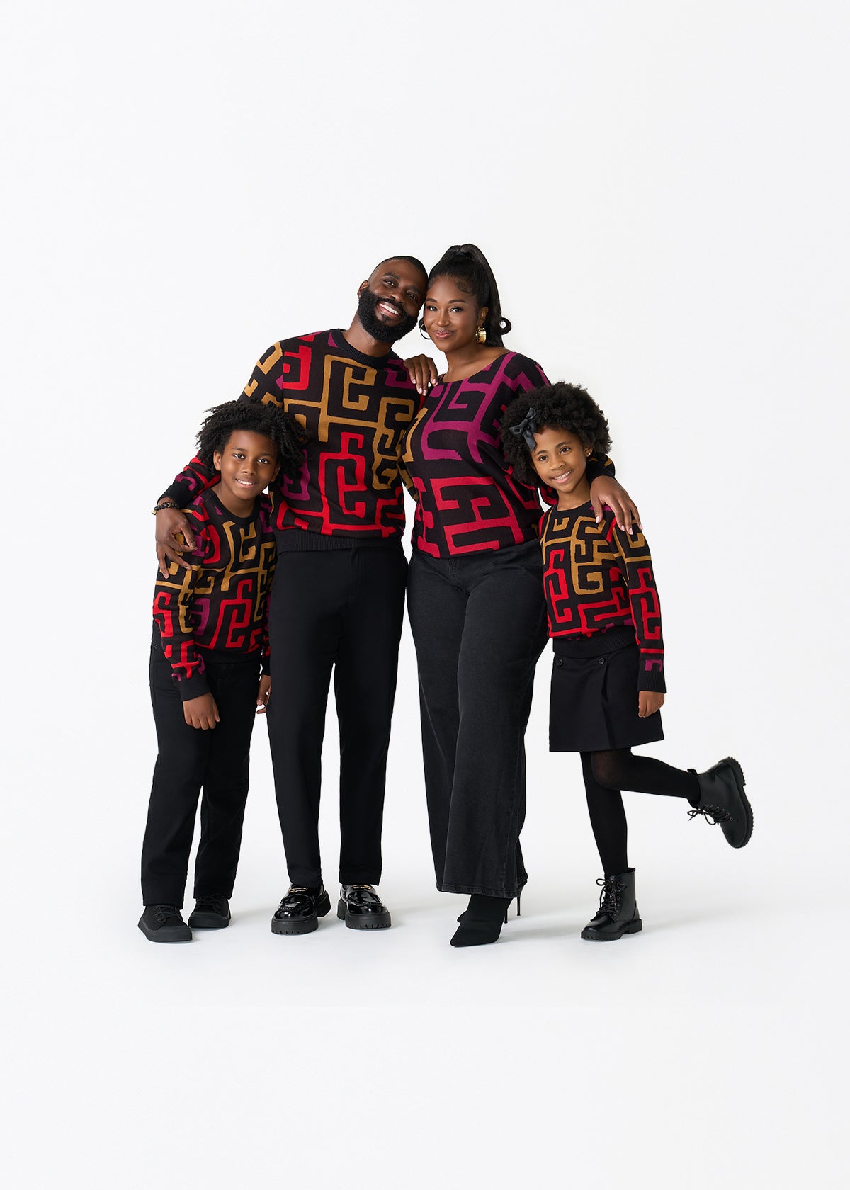 Oma Kids Unisex African Print Sweater (Black Berry Kuba) - D'IYANU