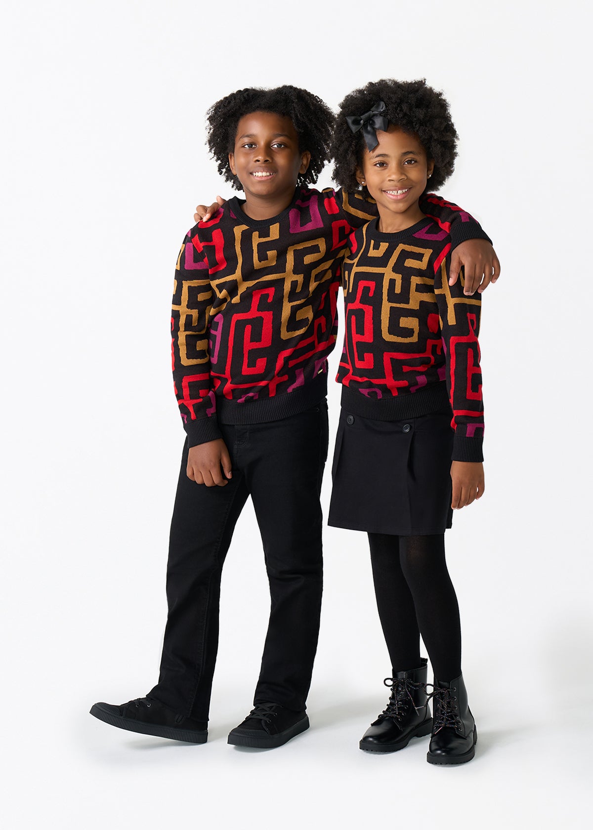 Oma Kids Unisex African Print Sweater (Black Berry Kuba) - D'IYANU