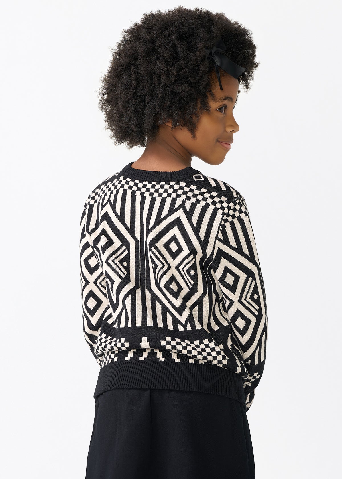 Oma Kids Unisex African Print Sweater (Black Cream Tribal)