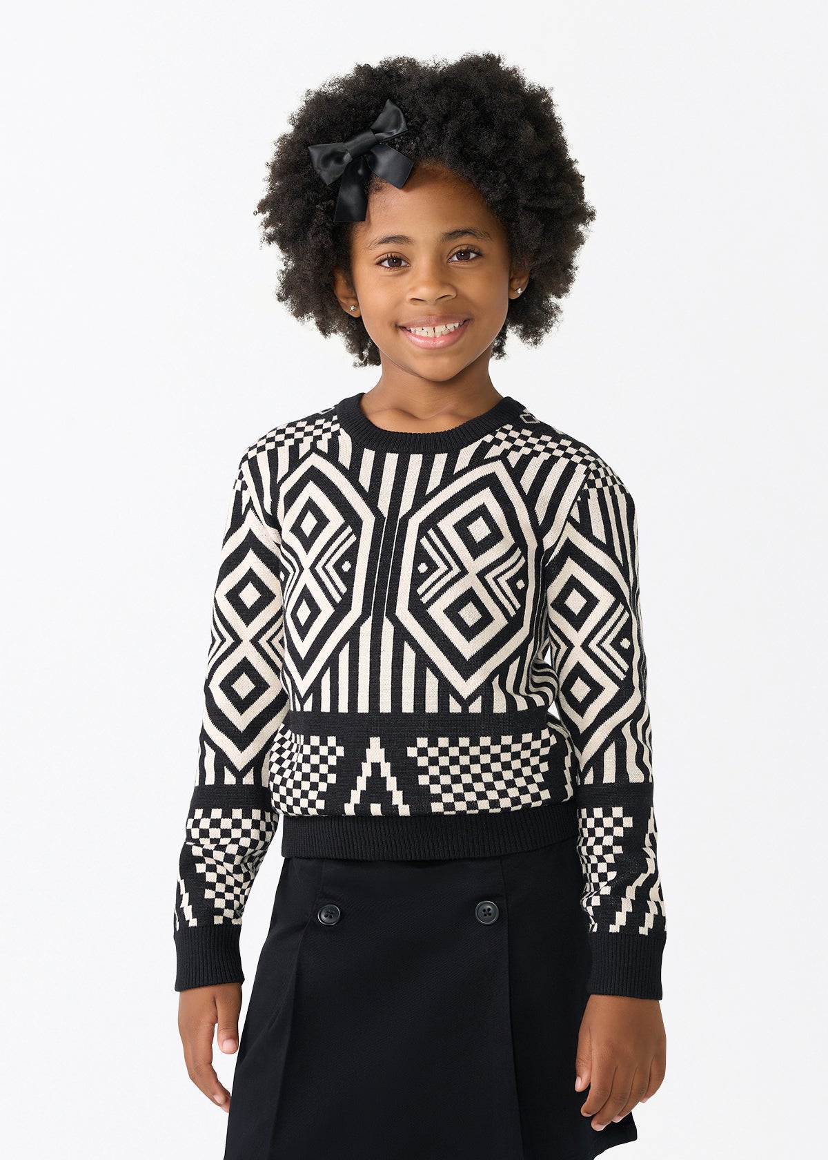 Oma Kids Unisex African Print Sweater (Black Cream Tribal)