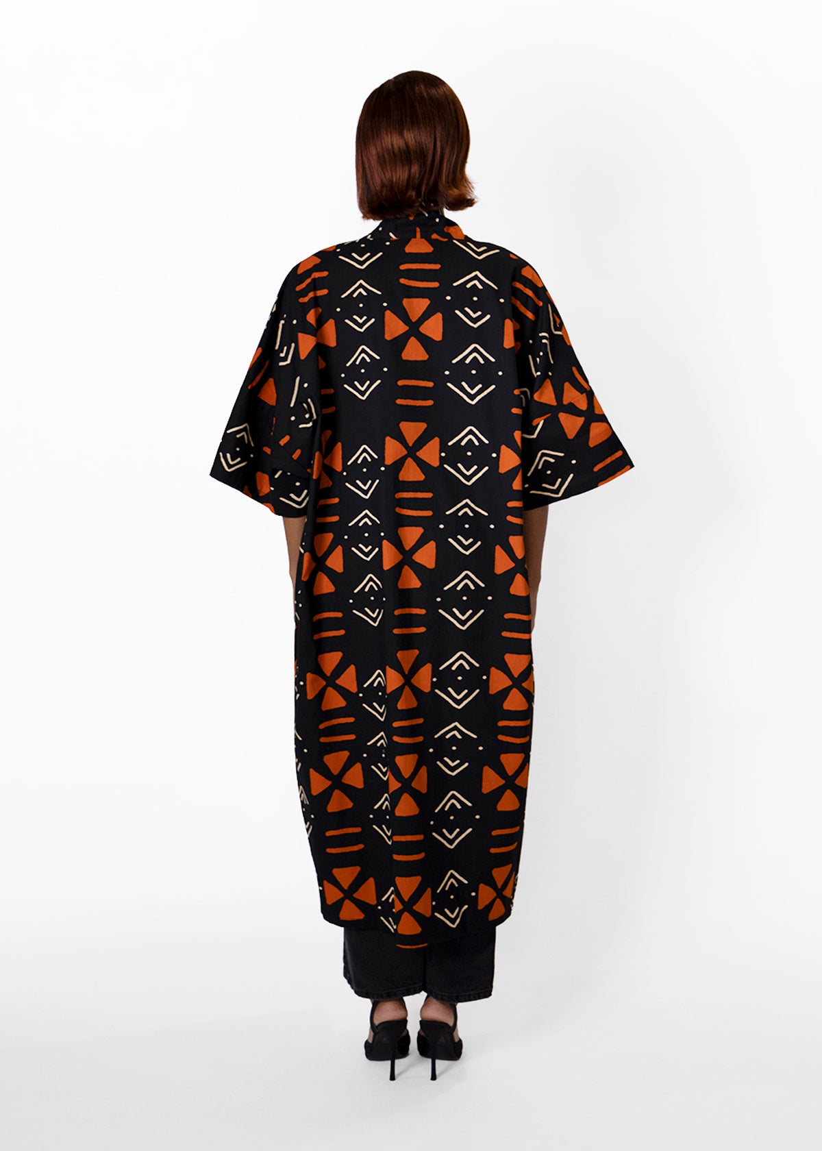 Ondina Women's African Print Kimono (Natural Mudcloth)