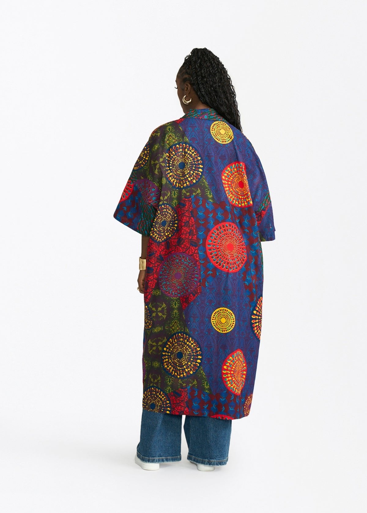 Ondina Womens African Print Kimono (New Harvest Multipattern - D'IYANU