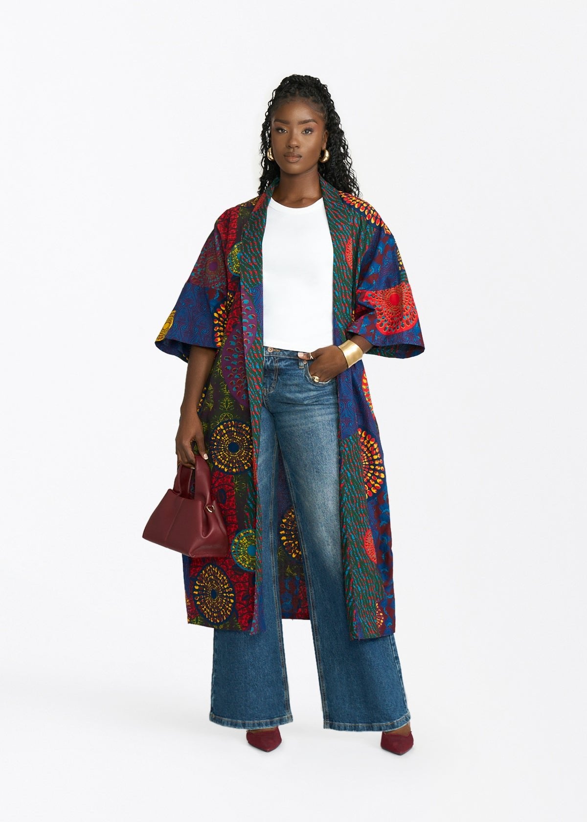 Ondina Womens African Print Kimono (New Harvest Multipattern - D'IYANU