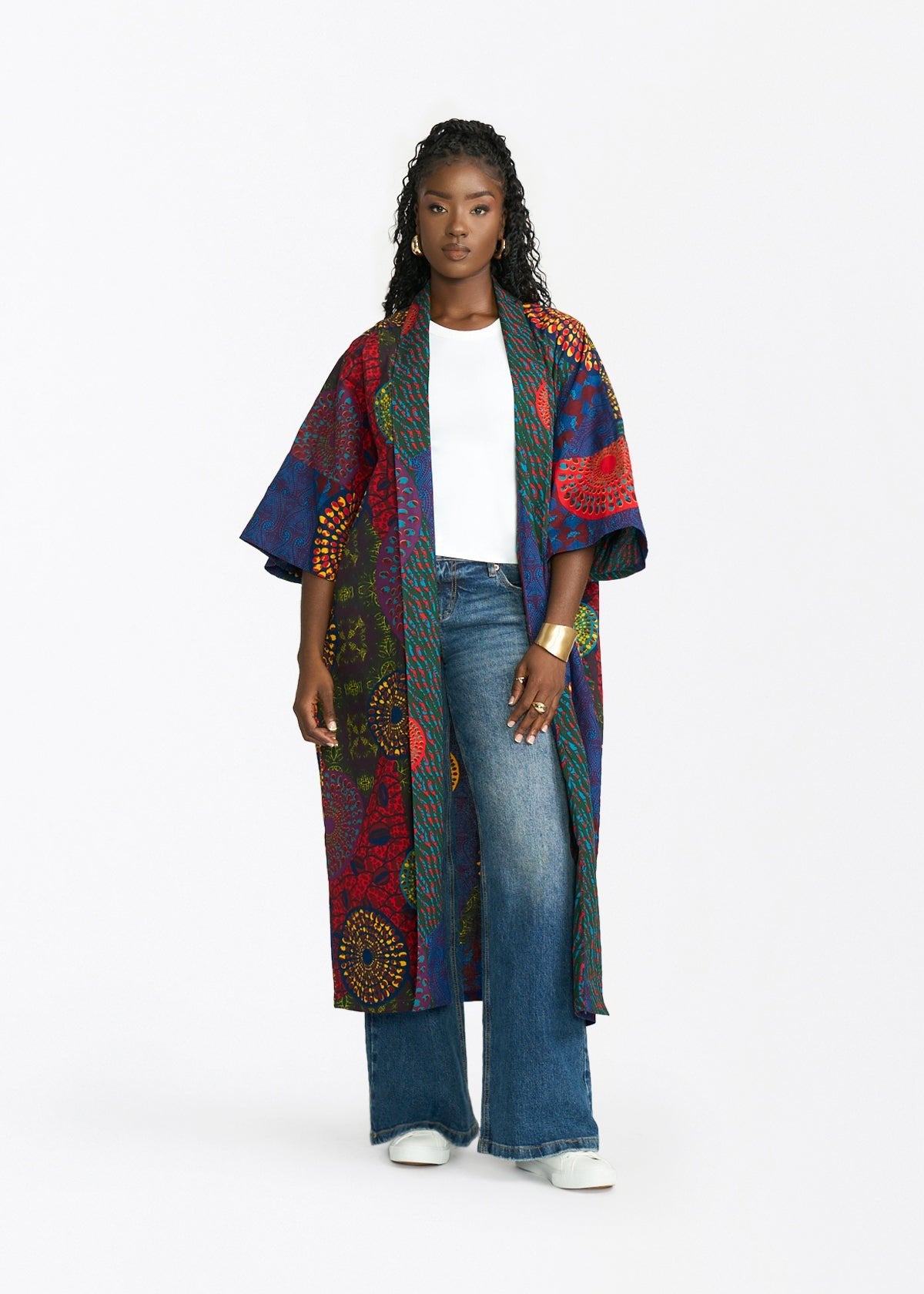 Ondina Womens African Print Kimono (New Harvest Multipattern - D'IYANU