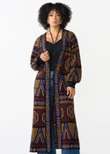 Oratile Women's African Print Cardigan (Black Burgundy Tribal)