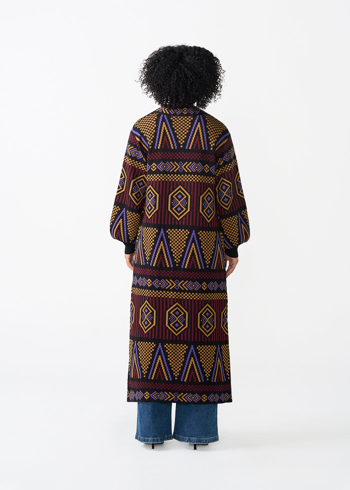 Oratile Women's African Print Cardigan (Black Burgundy Tribal)