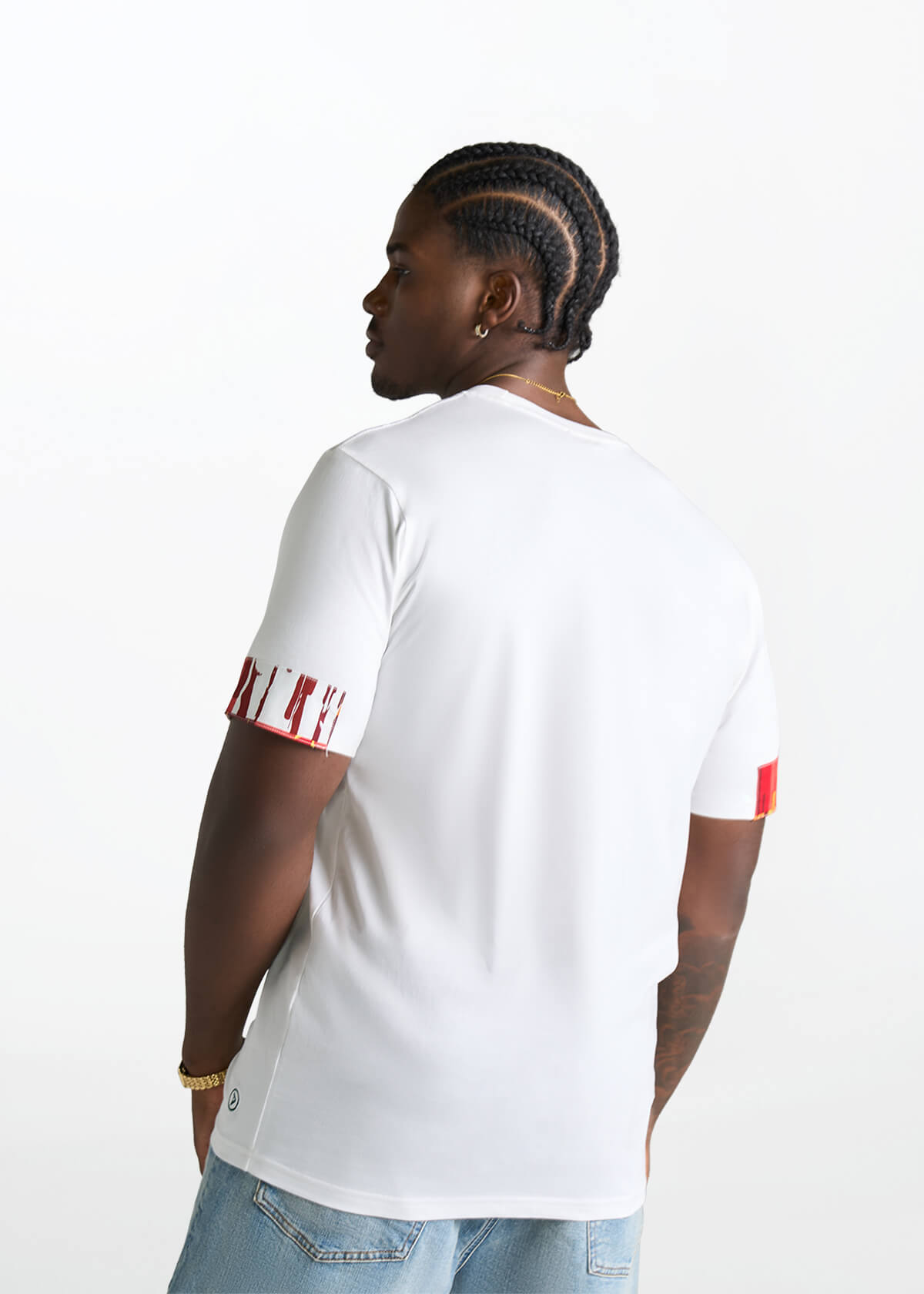 Raffiel Men's African Print Applique T-Shirt (Forest Paint Splatter) - D'IYANU