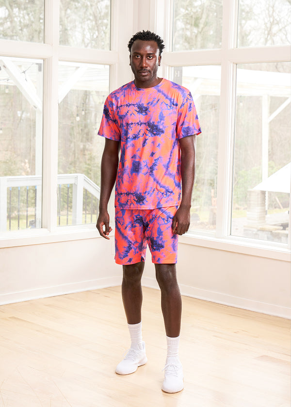 Raimi Men's African Print Shorts (Sunset Tie Dye)
