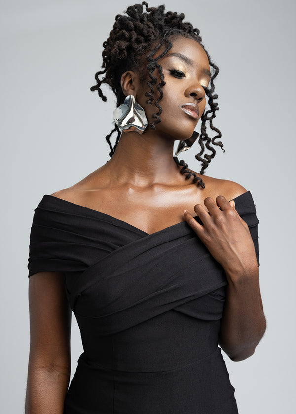 Rashida Women's African Print Stretch Dress (Black)