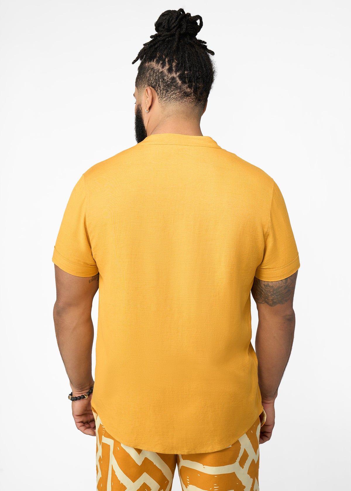 Refiloe Men's African Linen Blend Tunic (Gold)