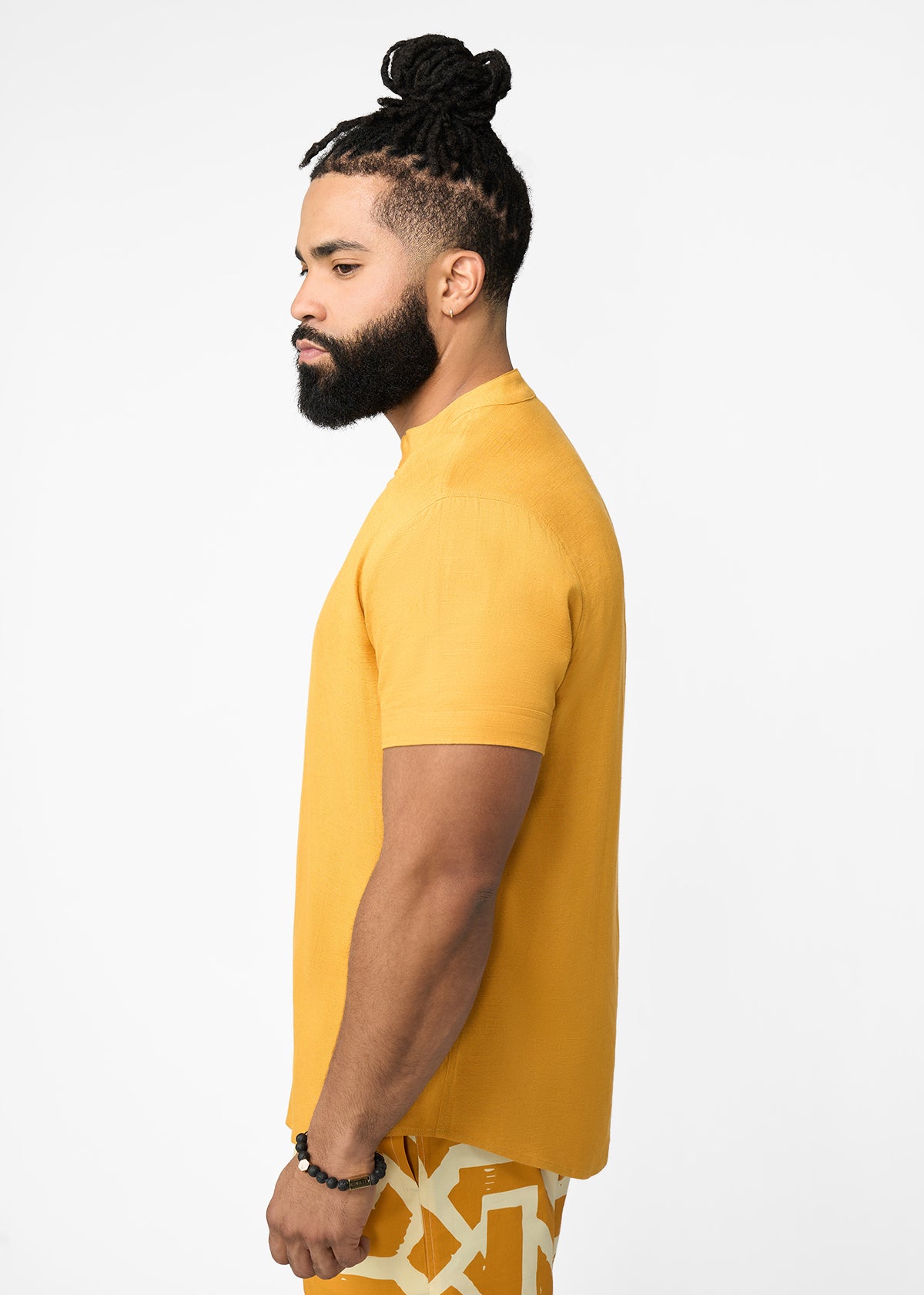 Refiloe Men's African Linen Blend Tunic (Gold)