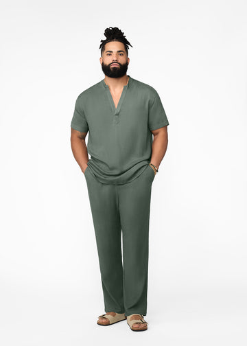 Asan Men's Linen Blend Pants (Olive)