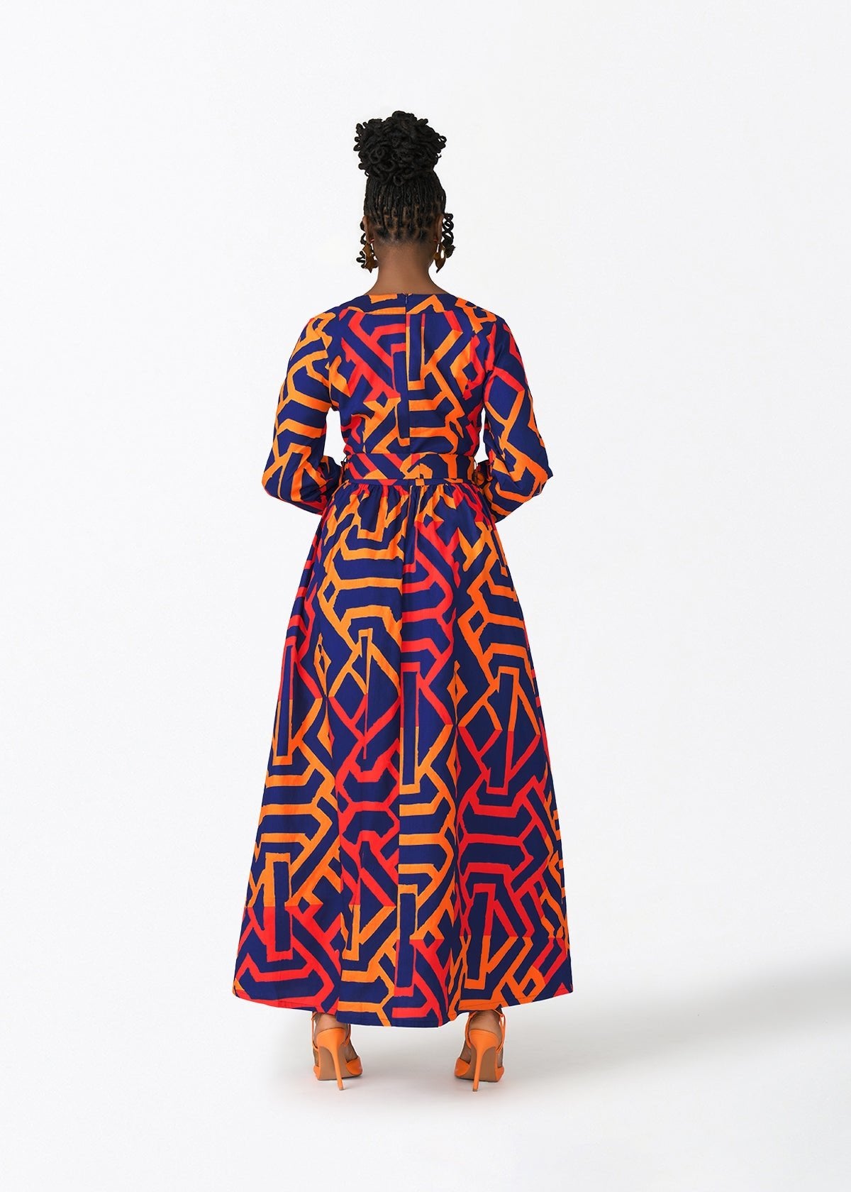 Rehema Women's African Print Maxi Dress (Blue Flame Tribal) - D'IYANU